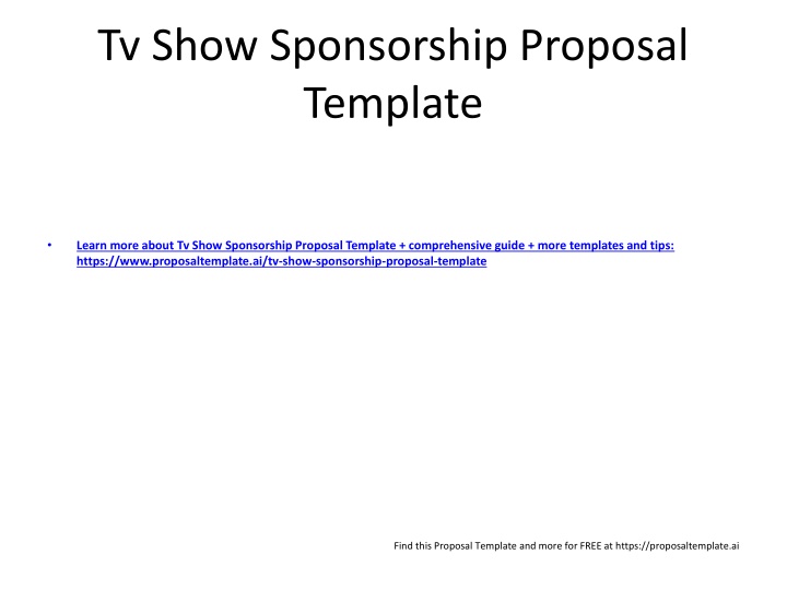 Ultimate TV Show Sponsorship Proposal Template and Guide