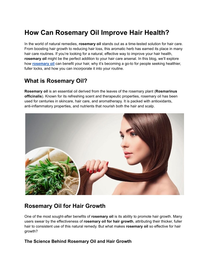 how can rosemary oil improve hair health n.w