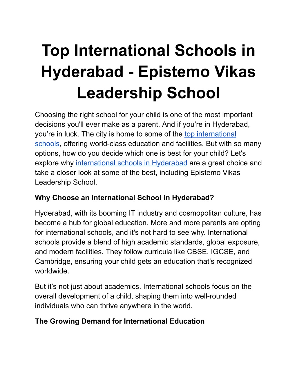 top international schools in hyderabad epistemo l.w