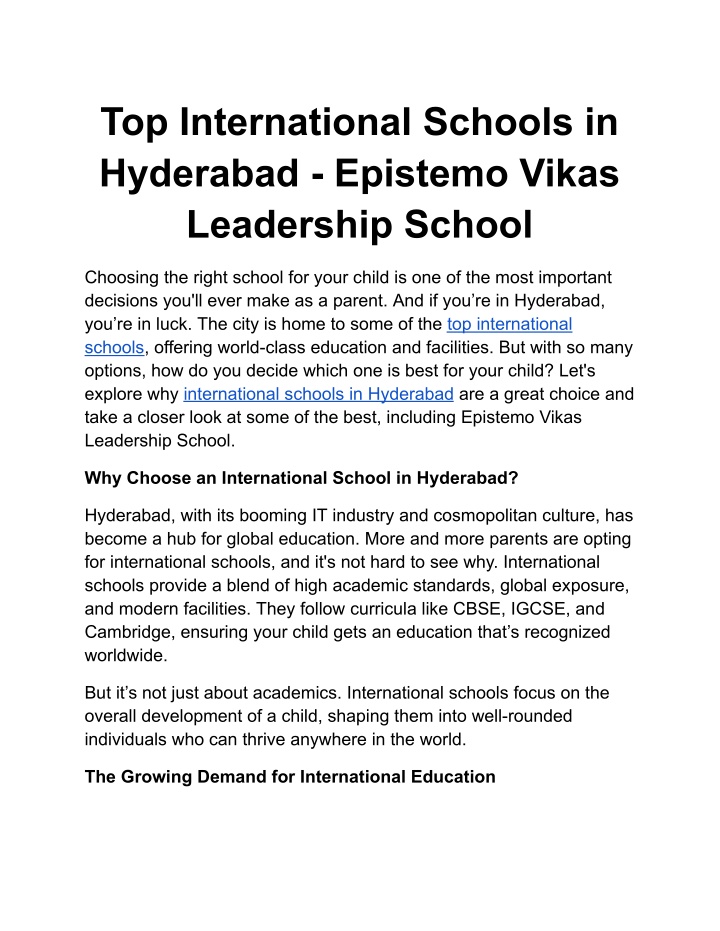 top international schools in hyderabad epistemo n.w