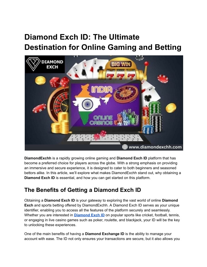 diamond exch id the ultimate destination n.w