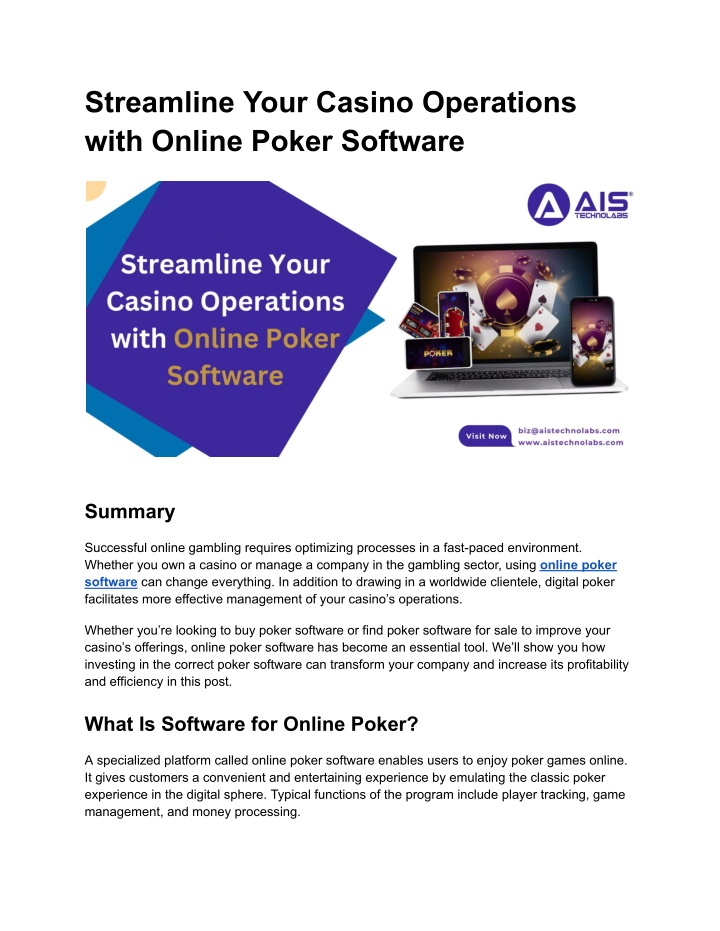 streamline your casino operations with online n.w