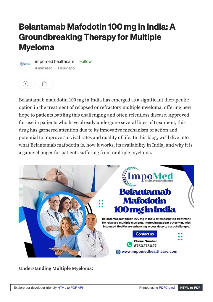 belantamab mafodotin 100 mg in india n.w