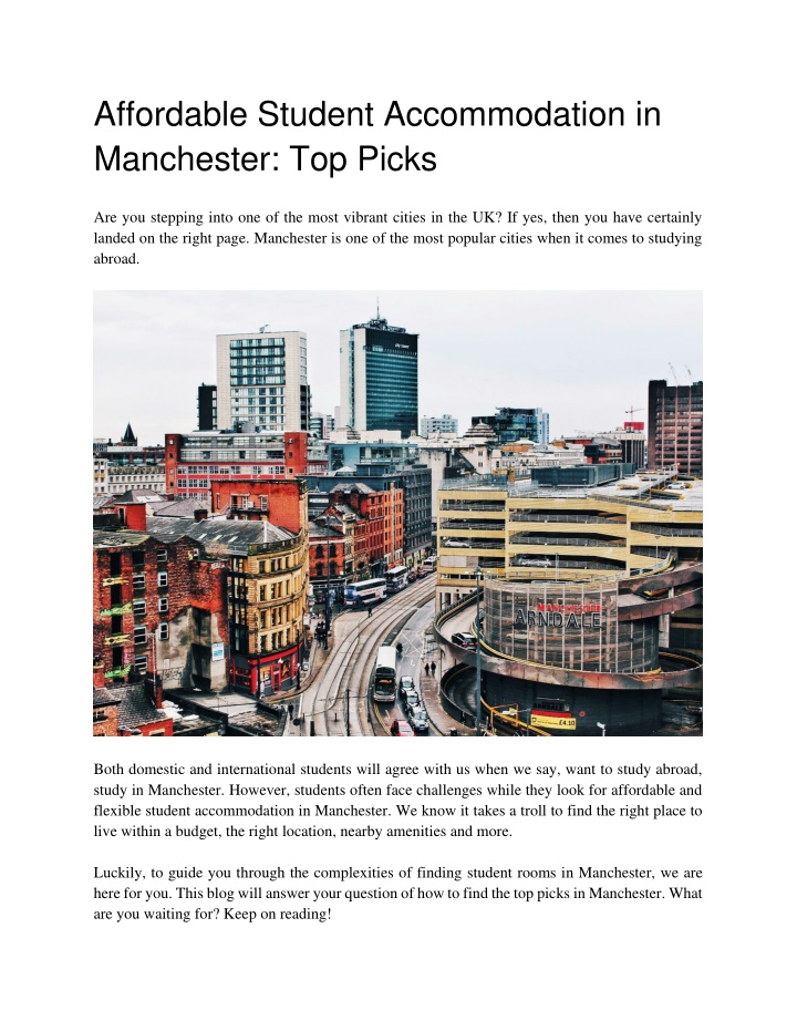 affordable student accommodation in manchester n.w