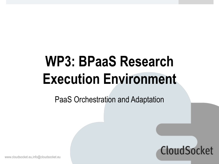 Advancing BPaaS Research: PaaS Orchestration & Adaptation
