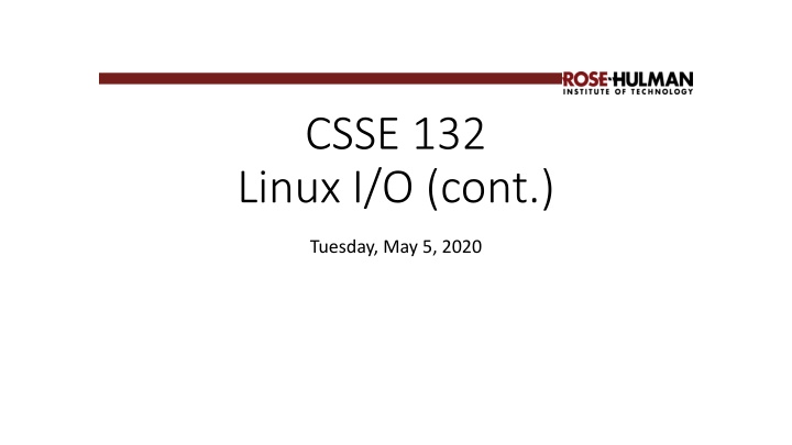 Linux I/O Concepts and Practices
