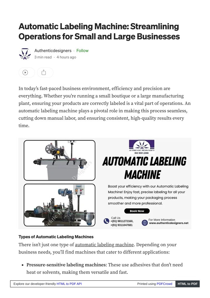 automatic labeling machine streamlining n.w