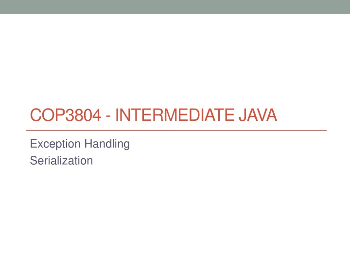 Exception Handling in Intermediate Java