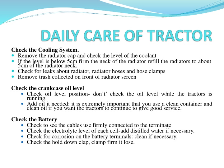 Tractor Maintenance Checklist & Materials Used in Manufacturing