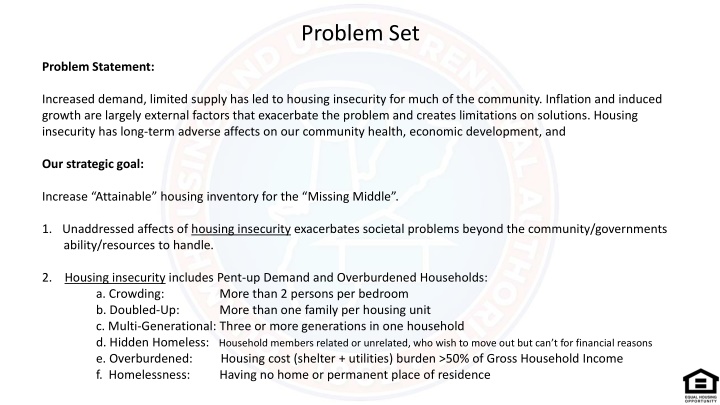 Addressing Housing Insecurity Challenges in the Community