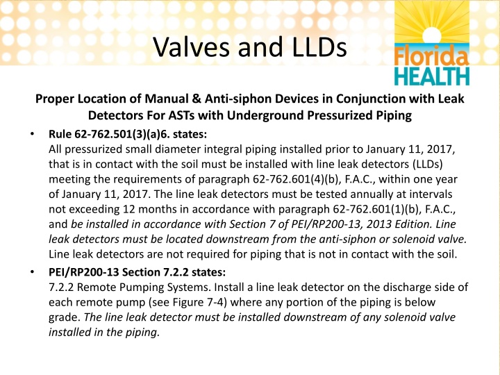 Proper Installation of Valves and Leak Detectors for Pressurized Underground Piping