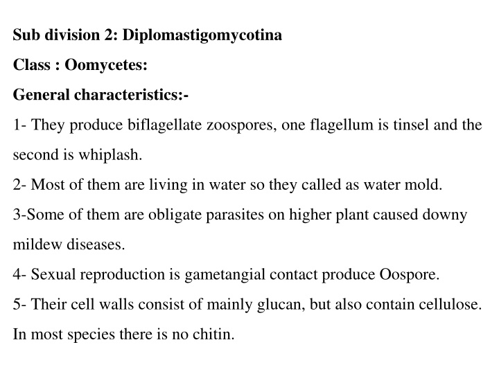 Fascinating World of Oomycetes: General Characteristics and Classification