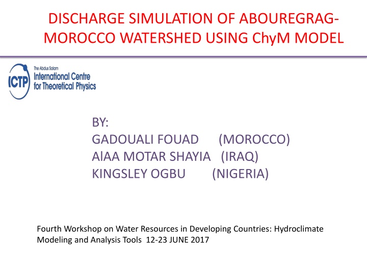 Discharge Simulation of AbourEgrag Watershed in Morocco Using ChyM Model