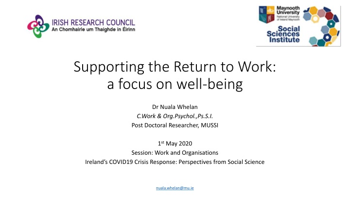 Supporting Well-Being for Return to Work Amidst COVID-19 Crisis: Focus on Psychological Health