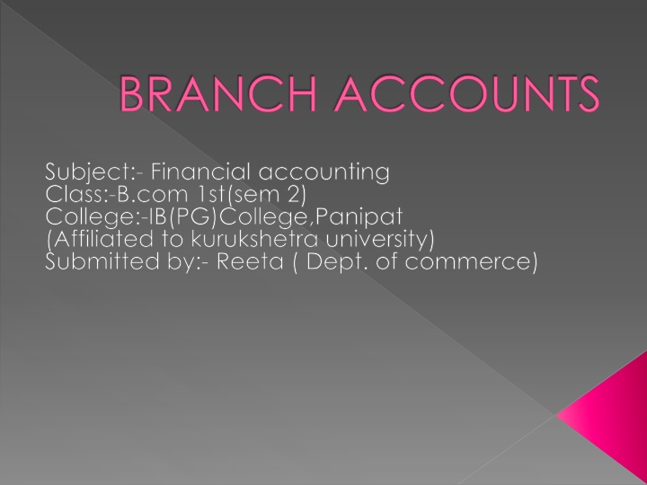 Branch Accounting in Financial Management