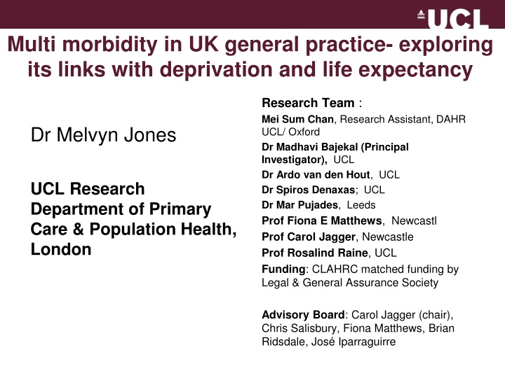 Multi-morbidity and Deprivation in UK General Practice