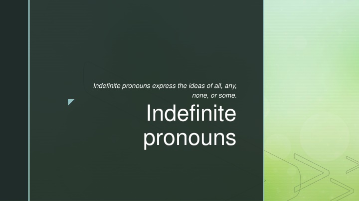 Indefinite Pronouns in English