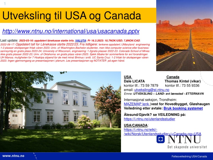 Utveksling til USA og Canada