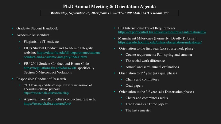 Doctoral Program Orientation and Expectations in Social Work PhD