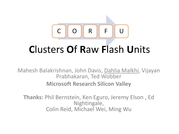 CORFU: Distributed SSD Technology Overview