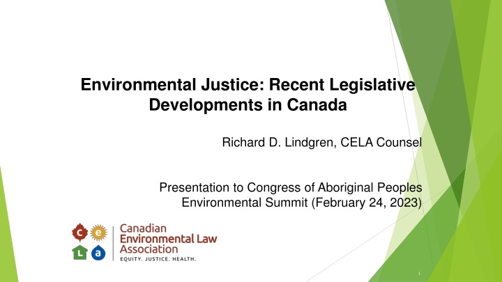 Recent Legislative Developments in Environmental Justice in Canada
