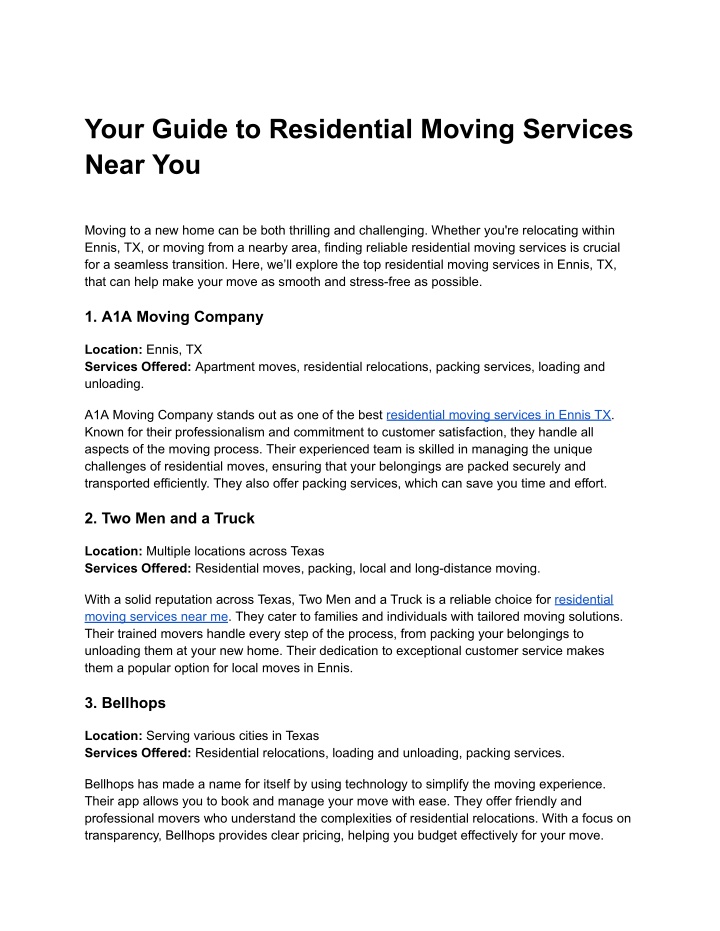 your guide to residential moving services near you n.w