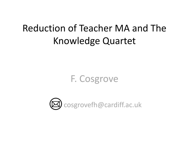 Teacher Professional Development and Maths Anxiety