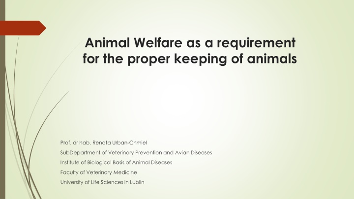 Animal Welfare and Good Condition for Proper Care