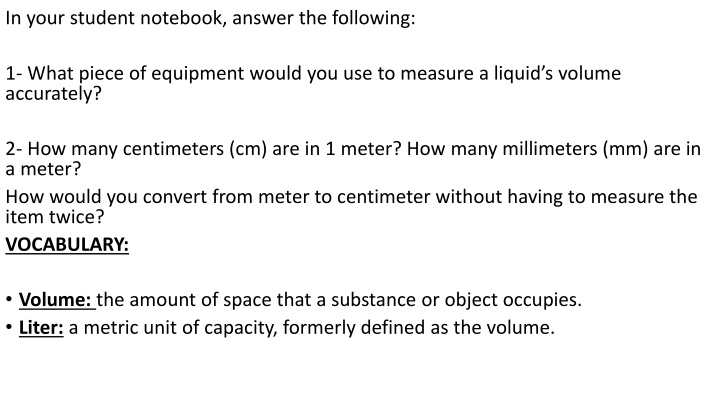 Science Measurement and Vocabulary Review