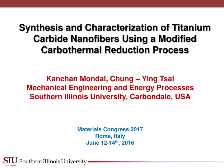 Synthesis and Characterization of Titanium Carbide Nanofibers using Modified Carbothermal Reduction Process