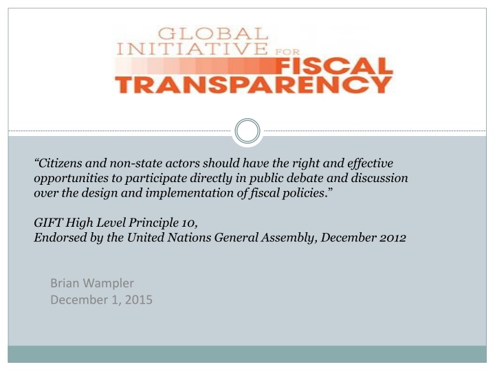 Enhancing Public Participation in Fiscal Policy Design and Implementation