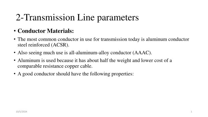 Types of Conductors in Transmission Lines