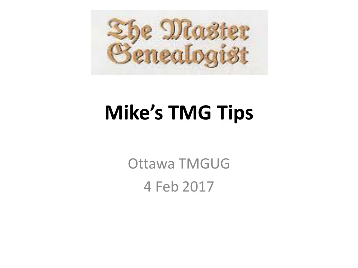 Update on TMG Tips, Refugees, and TMG 9.05 Downloads