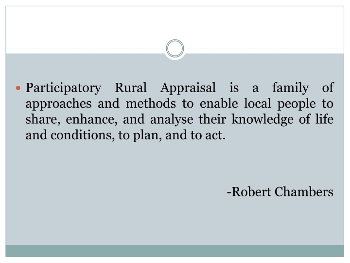 Participatory Approaches in Rural Appraisal
