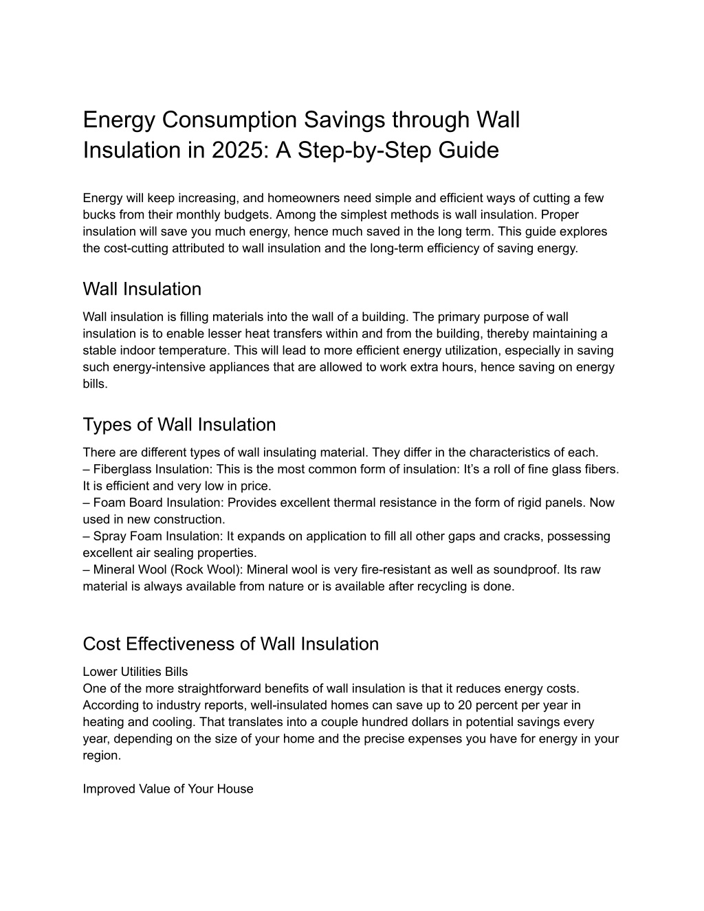 energy consumption savings through wall l.w