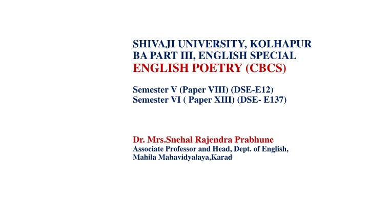 English Poetry Development from Shakespeare to Contemporary India