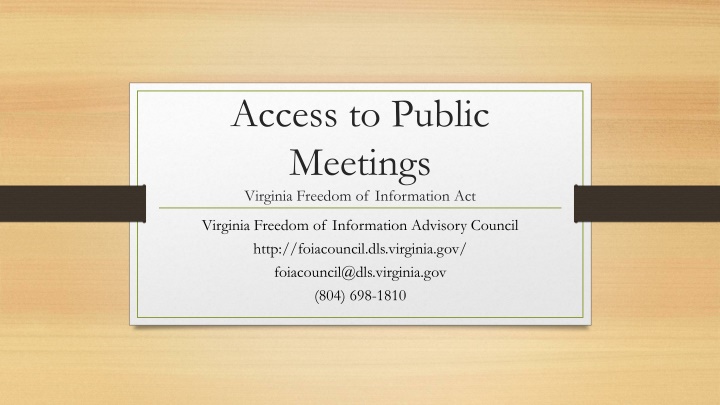 Virginia's Freedom of Information Act and Public Meetings
