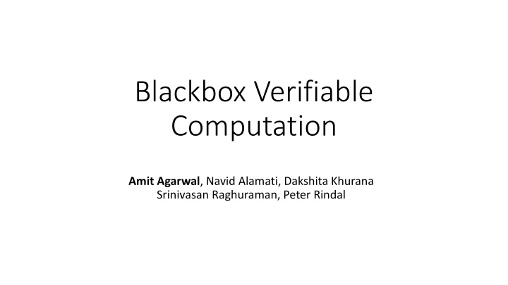 Blackbox Verifiable Computation Scheme Overview
