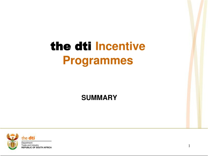 Industrial Development Incentive Programmes Summary