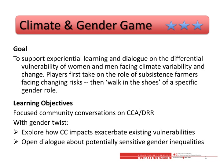 Climate & Gender Game: Experiential Learning on Vulnerability