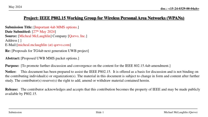 Proposal for UWB MMS Options in IEEE P802.15.4ab Amendment