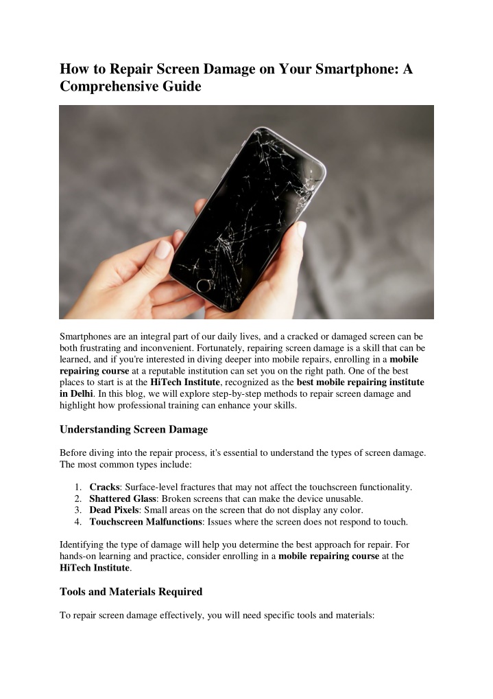 how to repair screen damage on your smartphone n.w
