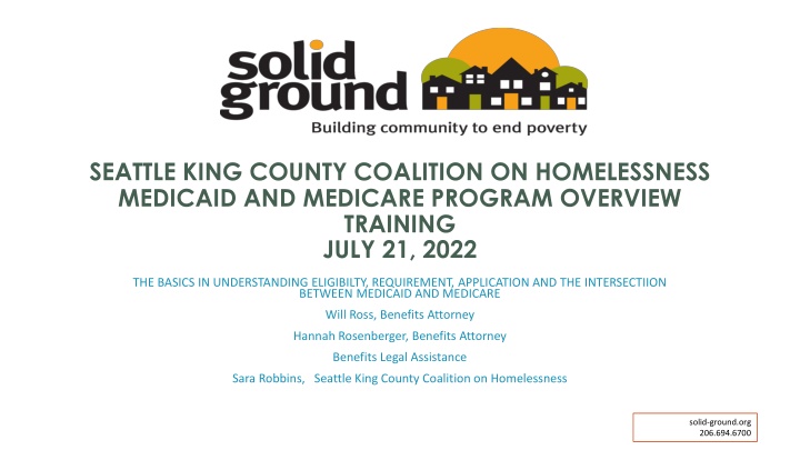 Medicaid and Medicare Programs in Seattle-King County Coalition on Homelessness Training