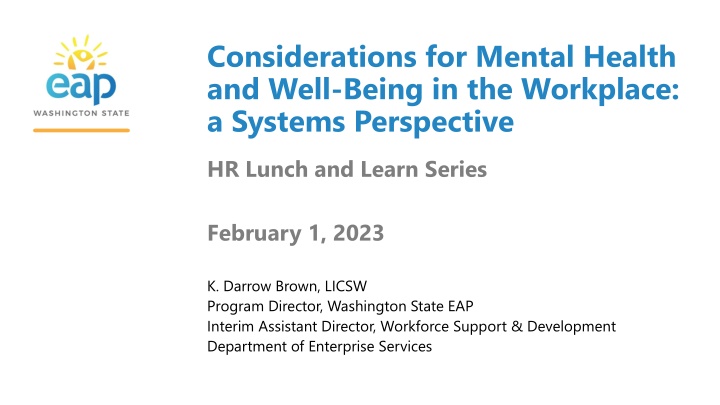 Workplace Mental Health & Well-Being: A Systems Perspective