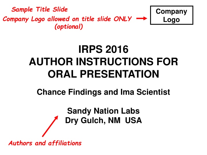IRPS 2016 Author Instructions for Oral Presentation