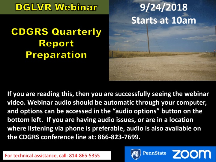 Quarterly Report Preparation Guidelines for CDGRS Webinar