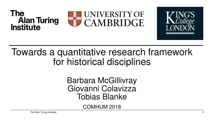 Quantitative Research Framework for Historical Disciplines