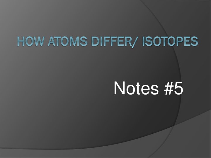 Atoms and Isotopes in Chemistry