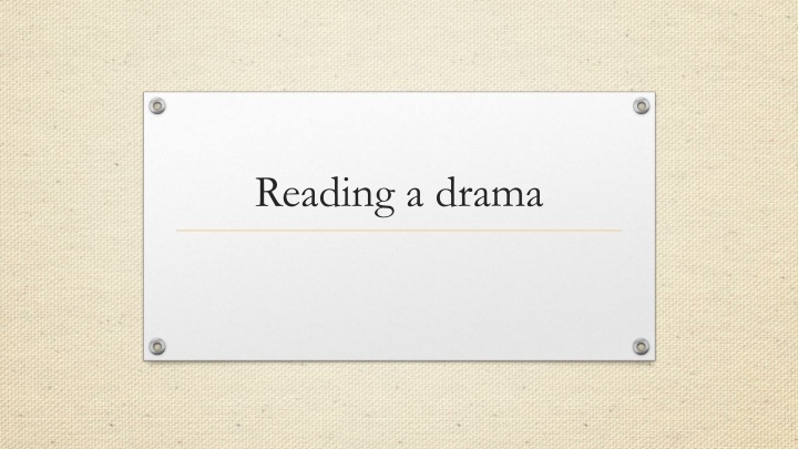 Drama: Vocabulary and Analysis of 
