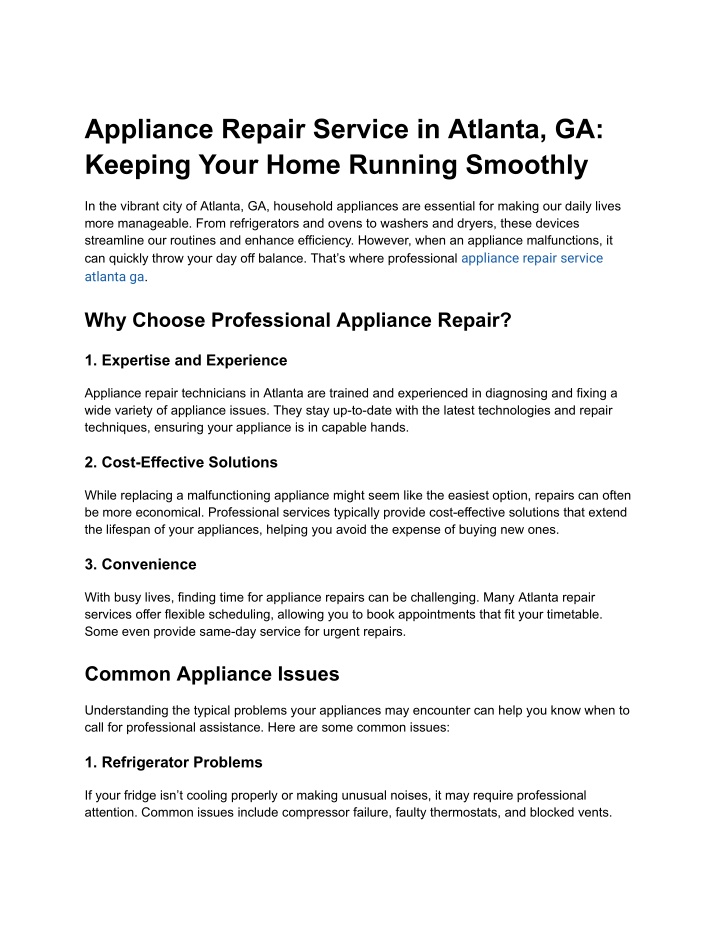 appliance repair service in atlanta ga keeping n.w